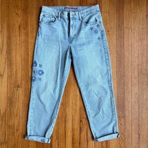 Lucky Brand Embroidered Relaxed Straight Blue Jeans Size 8 29R